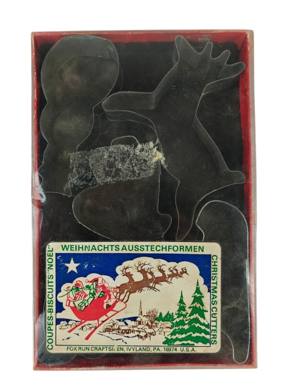 Vintage Metal Christmas Cookie Cutters Set 1970s Holiday Fox Run Craftsmen